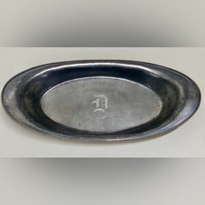 c. 1900 E. G. Webster & Son Gadrooned Rim Silver Plate Oval "D" Engraved Tray